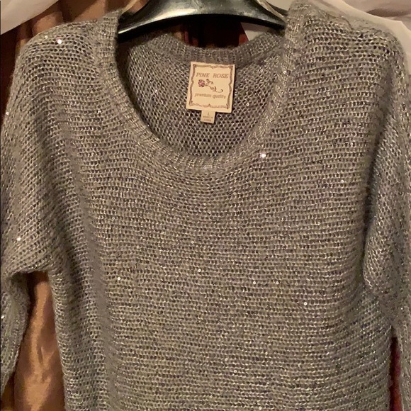 Pink Rose grey knit lightweight shimmery sweater - Picture 3 of 3